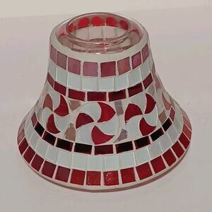 Vintage Yankee Candle Mosaic Red White Peppermint Shade 5"H